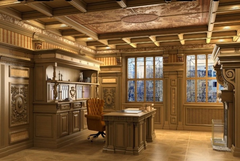 Интерьер из массива дерева