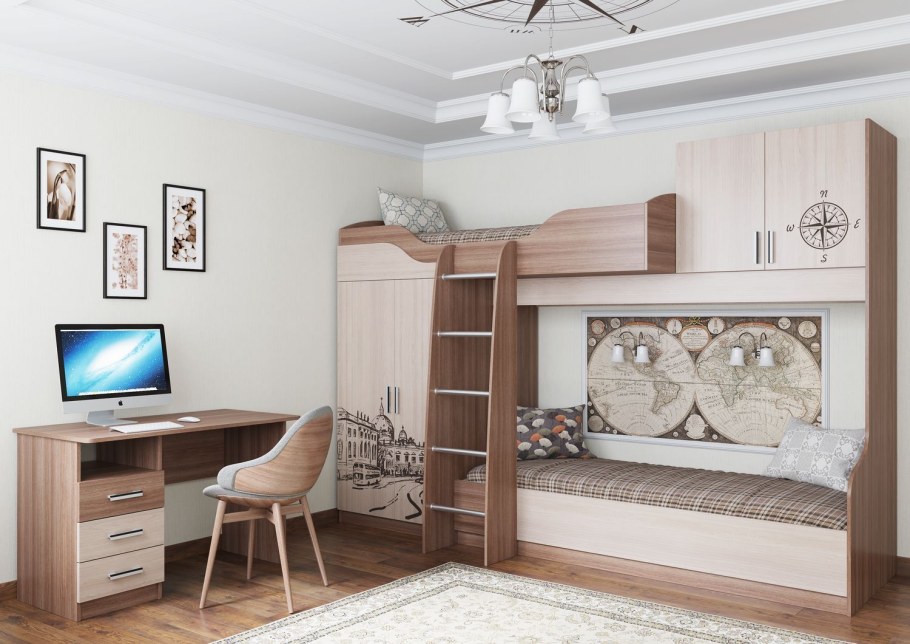 Кровать 2х ярусная город св мебель