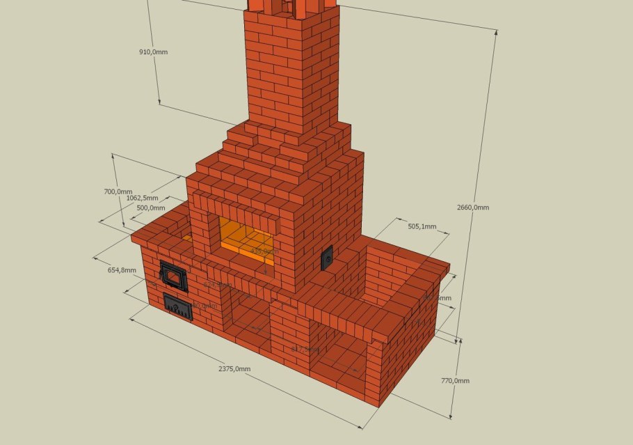 Печь-барбекю для беседки из кирпича порядовка