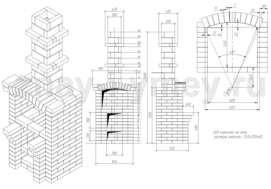 Барбекюшница из кирпича чертежи