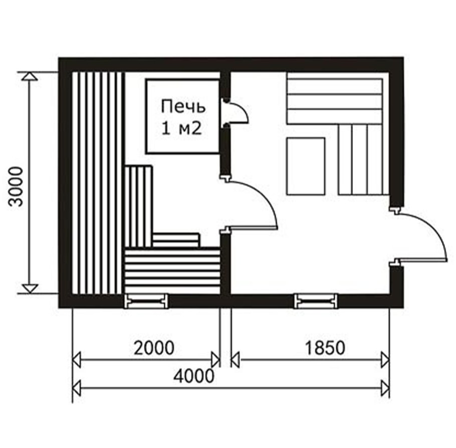 Баня 3 на 4 планировка