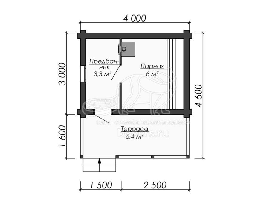 Проект бани из газобетона 6 на 6