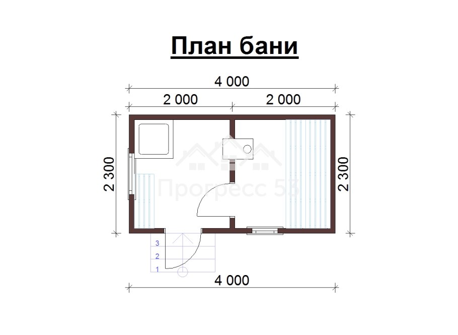 Баня 5х2.5 планировка