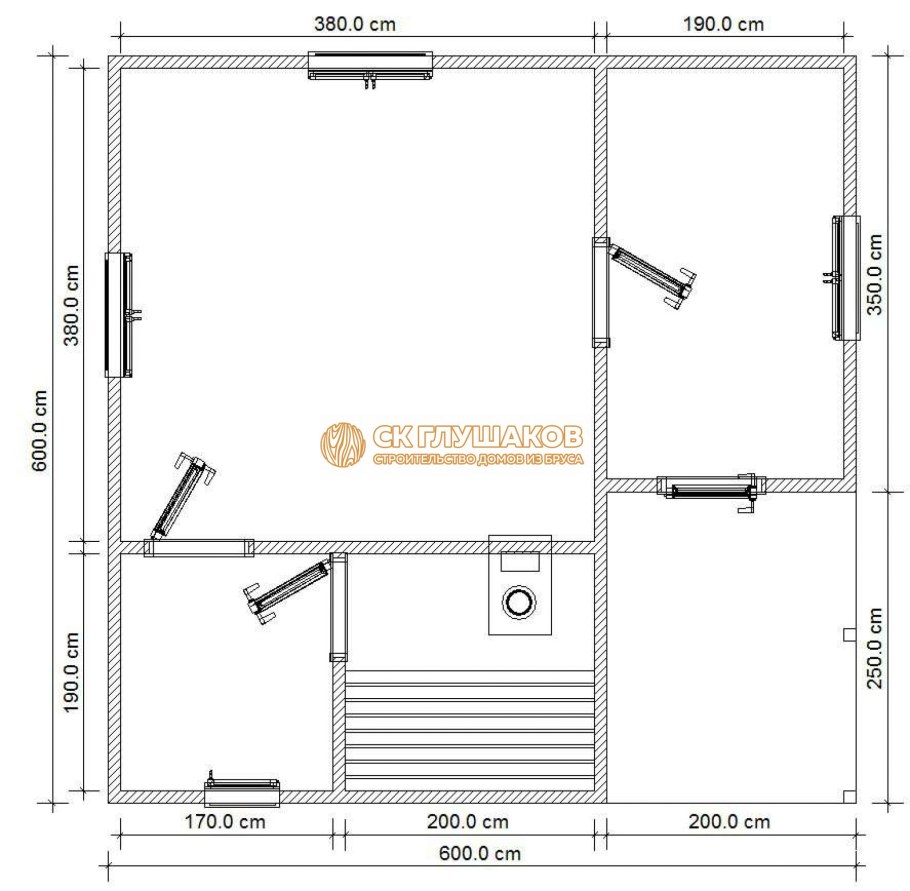 Баня 4х4м планировка