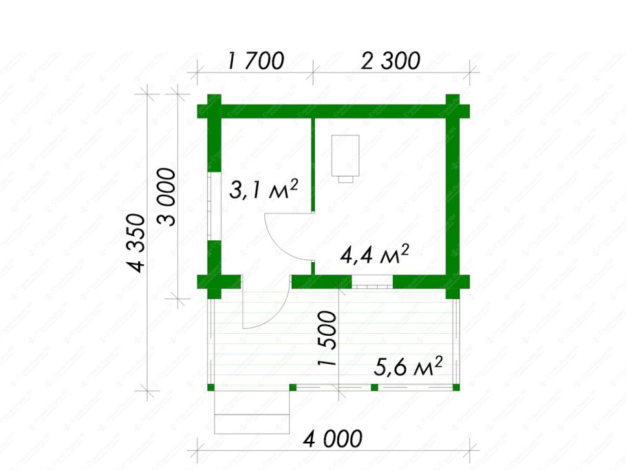 Баня 3 на 4 планировка