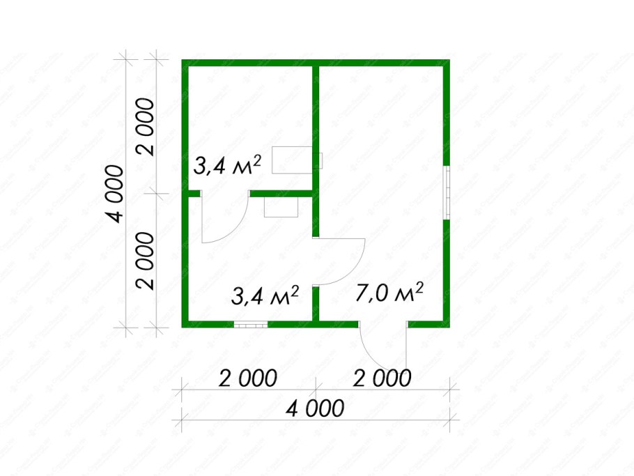 Каркасная баня 4х4