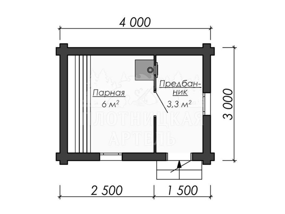 Планировка бани 3х4 из бревна