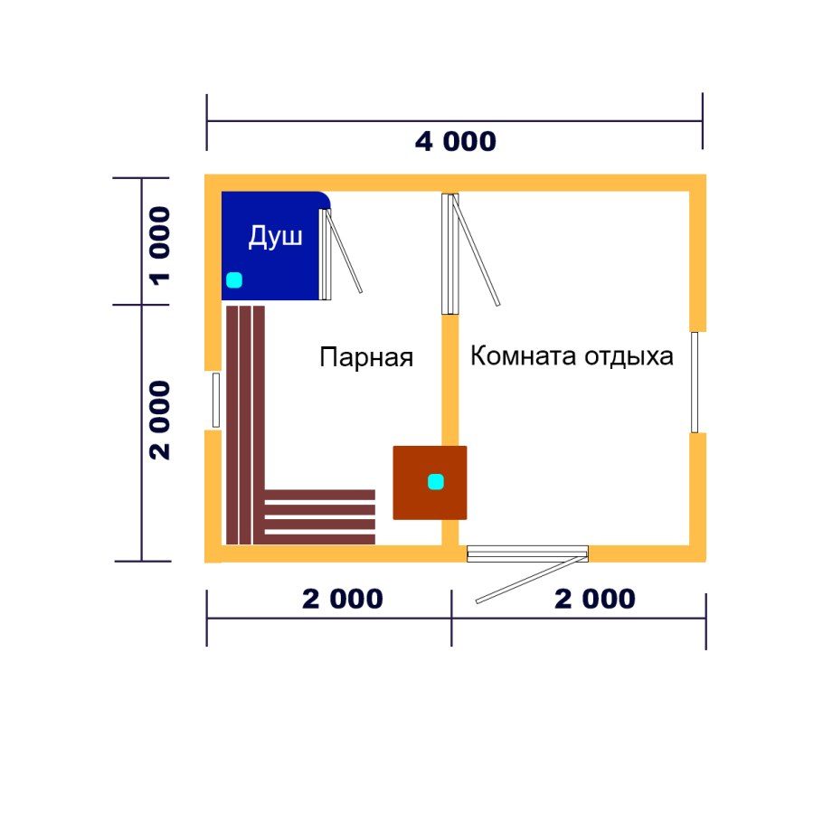 Проект бани 3х5, парилка 3х3
