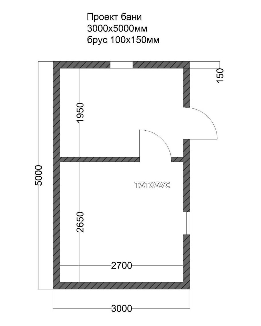 Чертеж бани 6х4