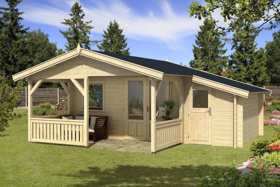 Баня с хозблоком и верандой 6х6