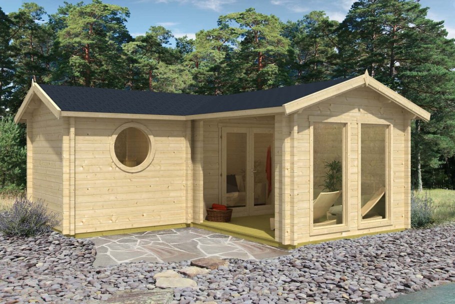 Угловая беседка с баней