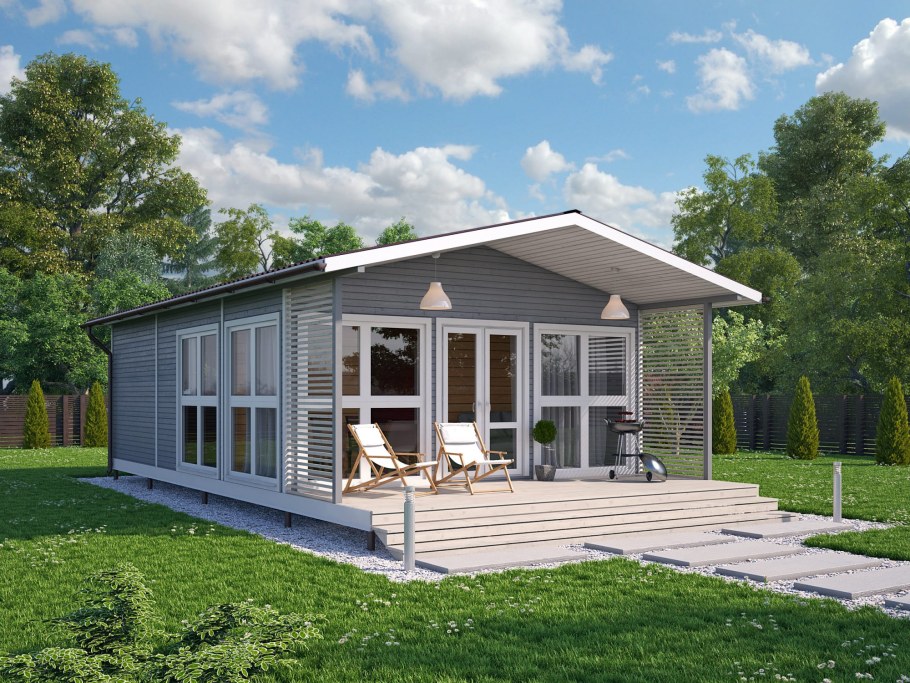 Одноэтажный дачный дом с верандой