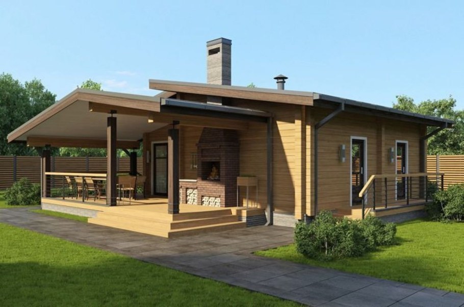 Одноэтажный дом из клееного бруса до 80 кв.м