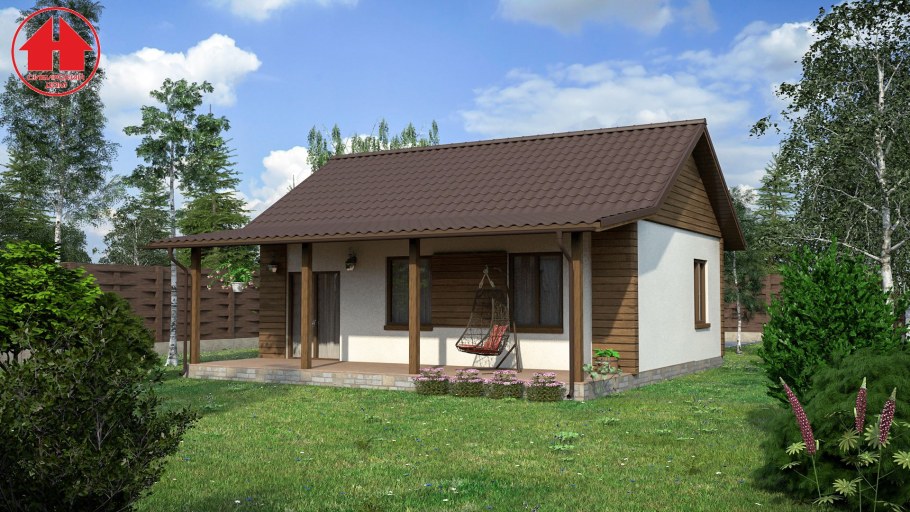 Баня с хозблоком и террасой