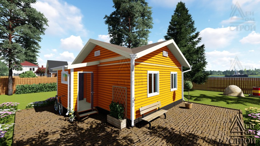 Дачный домик 6х6 одноэтажный каркасный