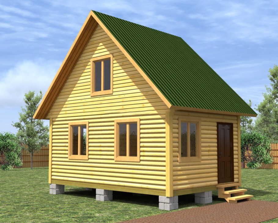 Дом каркасный с мансардой 6х6м