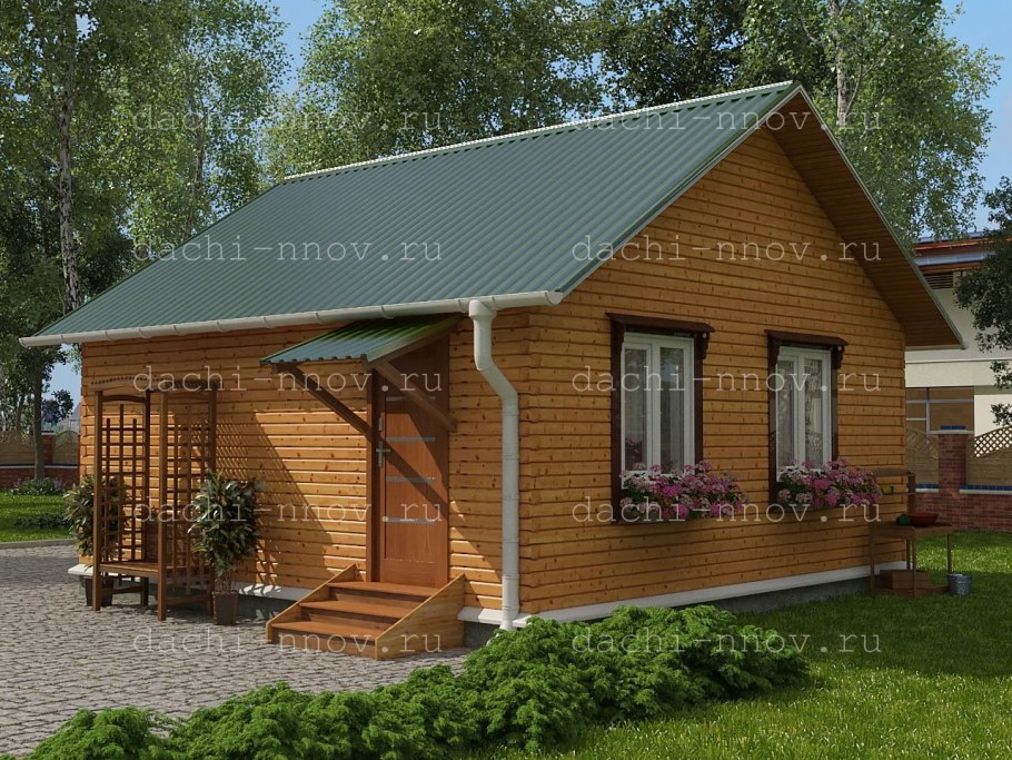 Одноэтажный дом деревянный дом 6х8