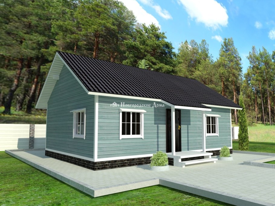 Каркасный дачный дом д-1 одноэтажный 6х8 с террасой