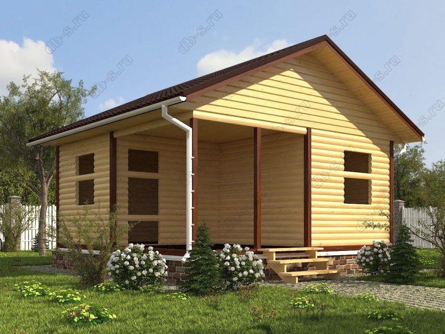 Одноэтажный брусовой дом 6х6