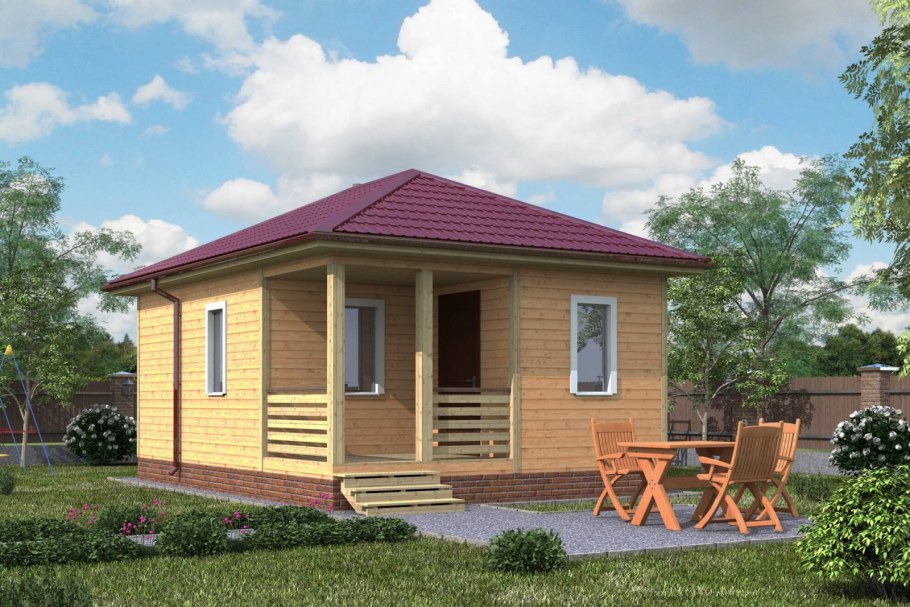 Баня 6х6 с четырехскатной крышей