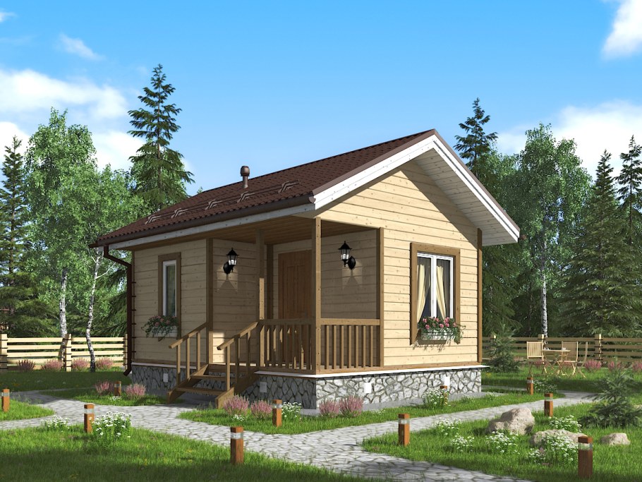 Дачный домик 6х6 одноэтажный каркасный