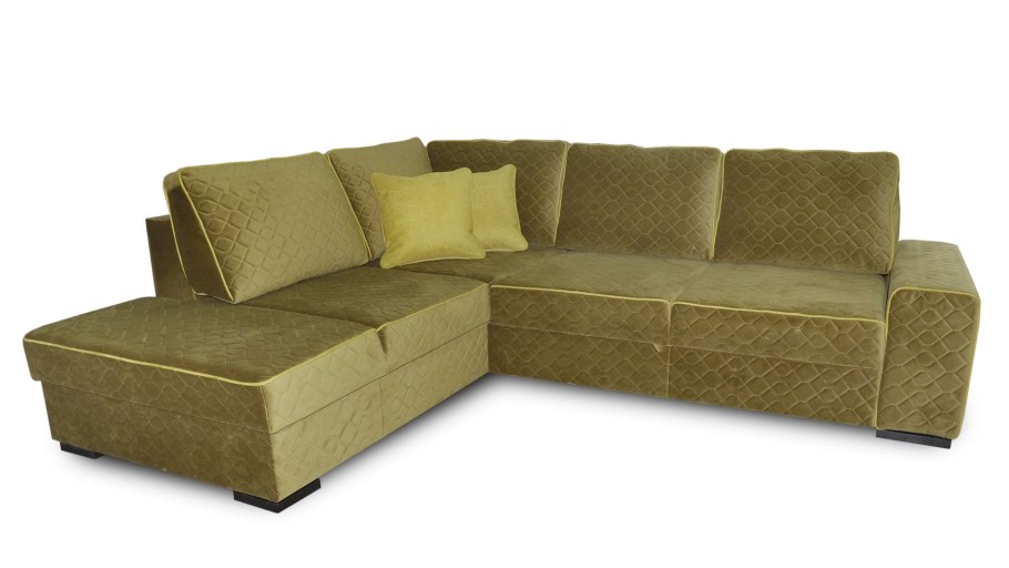 Желтый угловой диван