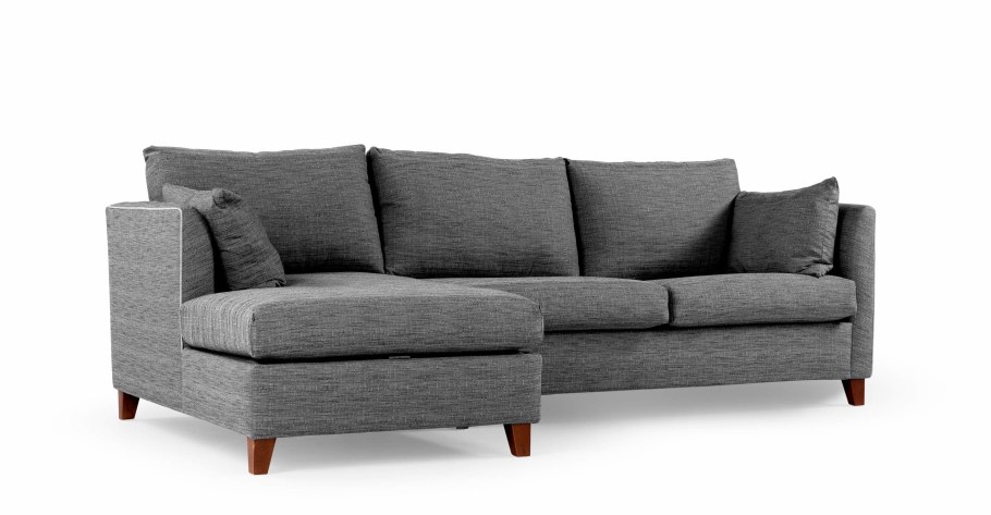 Угловой диван серый на деревянных ножках