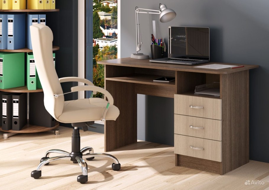 Стол письменный -1 венге/дуб молочный (1200*570*750) (Володин) 3 пак.