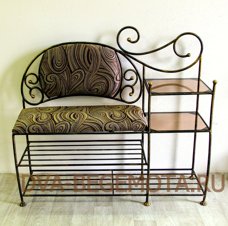 Кованые вешалки с банкеткой в прихожую