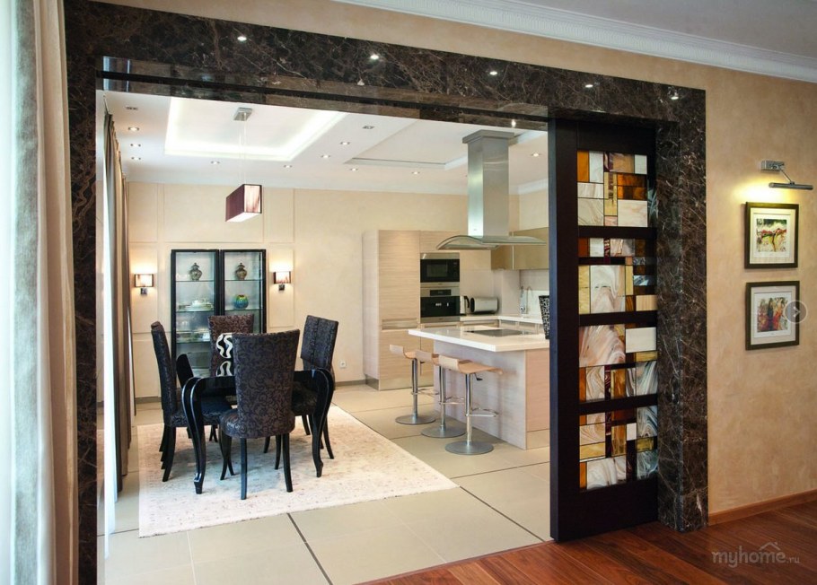 Кухня-гостиная с раздвижной перегородкой