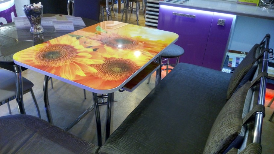 Стол обеденный со стеклом вавилон58 (11001400*700) раздвижной