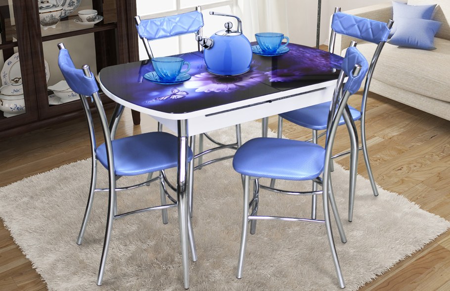 Стол кухонный синий