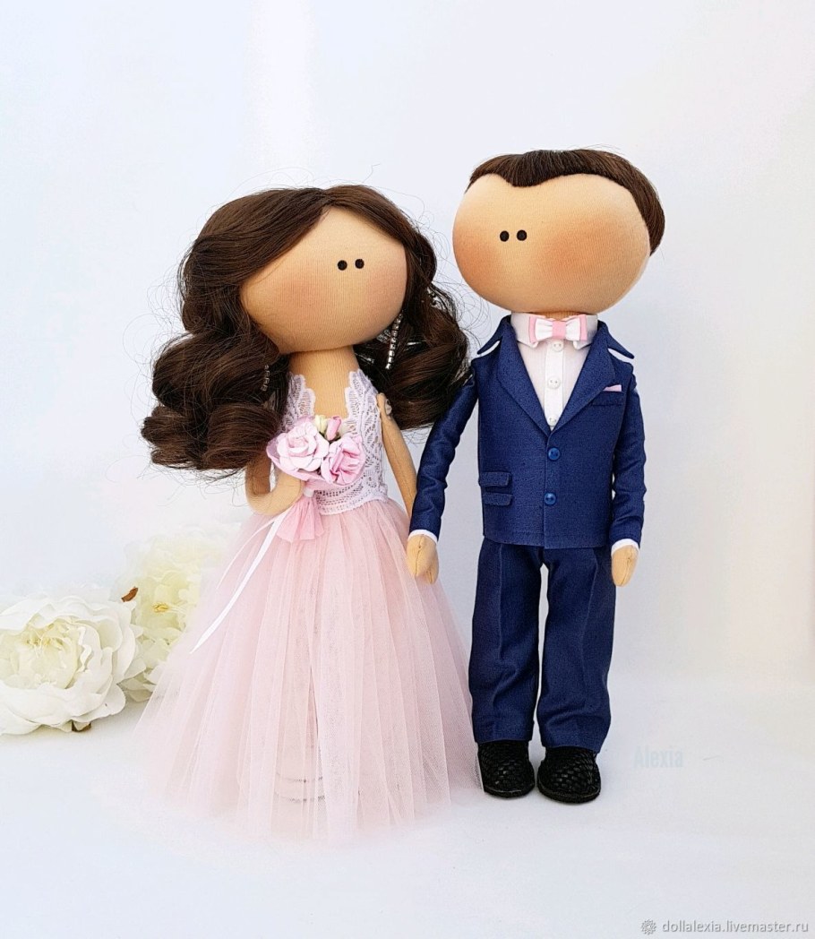 Куклы большеголовки жених и невеста