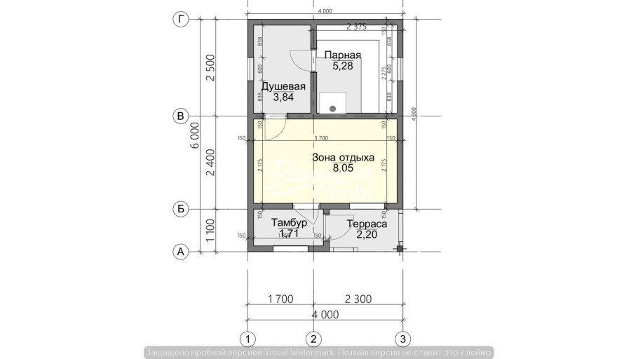 Каркасная баня 4х4 чертежи