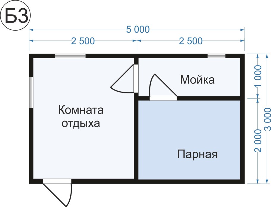 Планировка бани 3х5