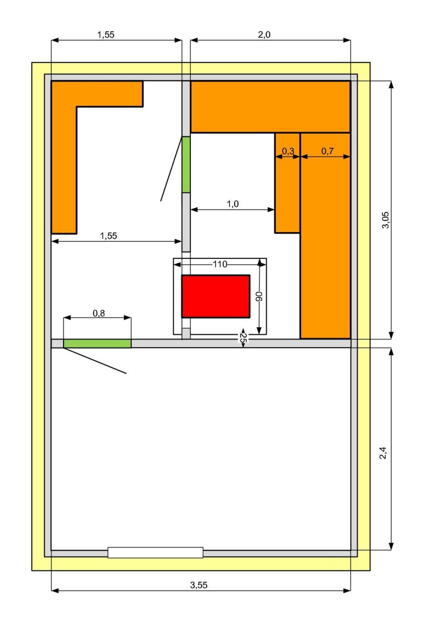 Планировка бани 3х4 мойка и парилка
