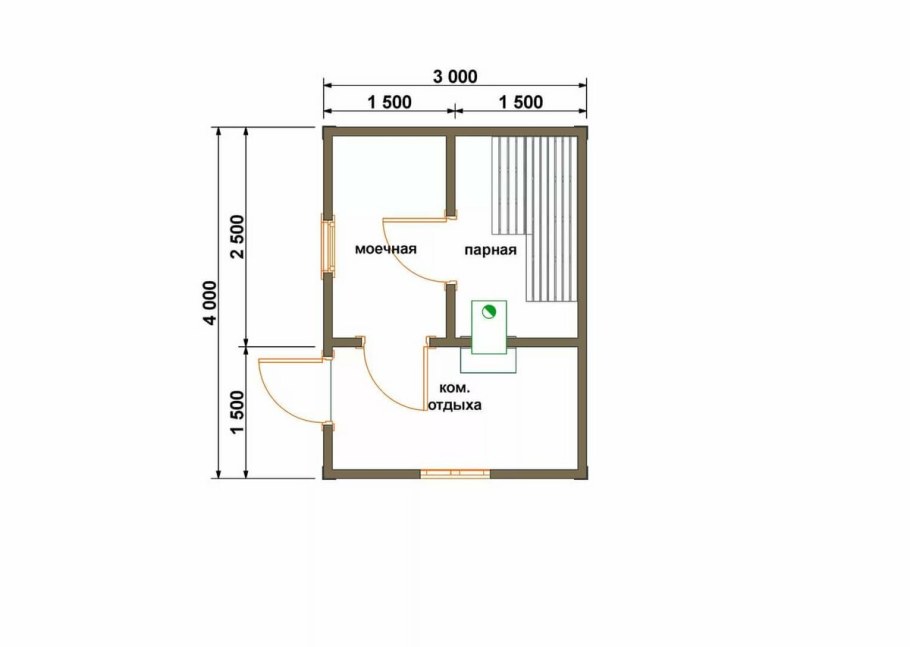 Каркасная баня 3х4 планировка