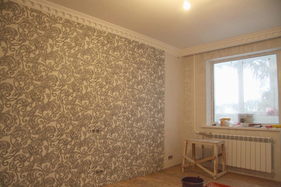 Варианты оклейки зала обоями