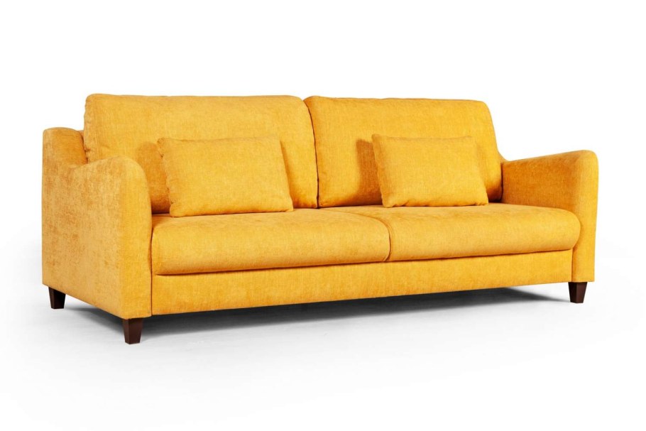 Желтый диван на высоких ножках