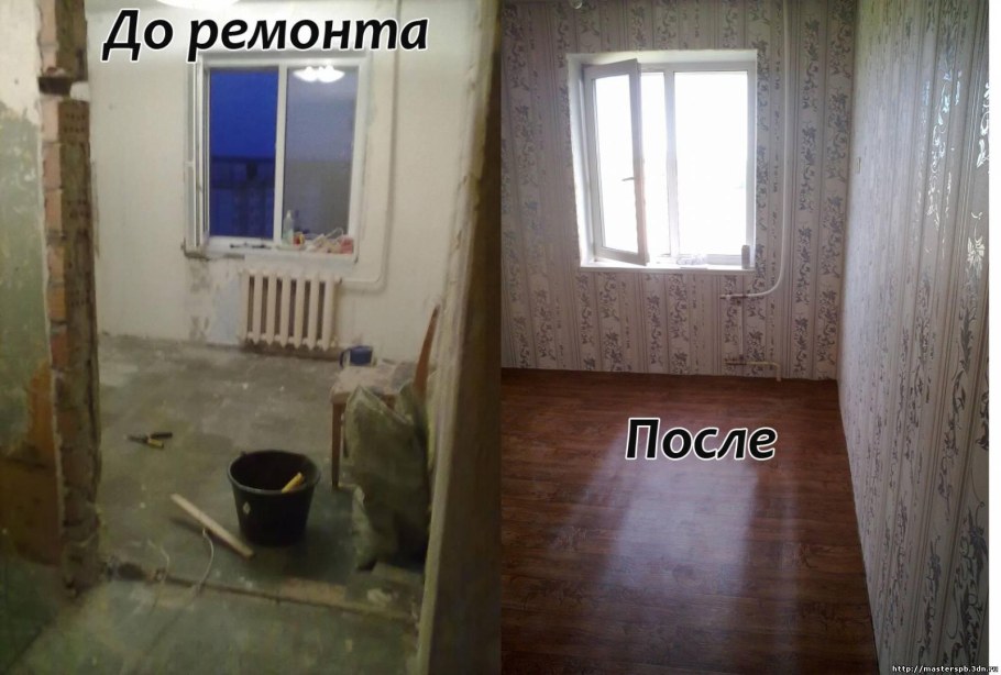 Фото строительных работ до и после