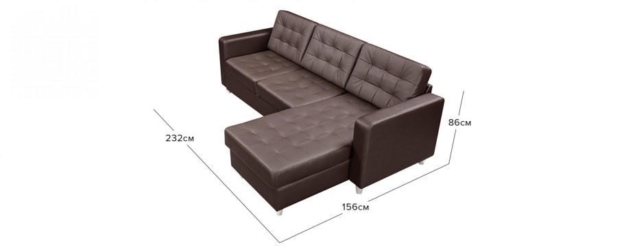 Глубина углового дивана