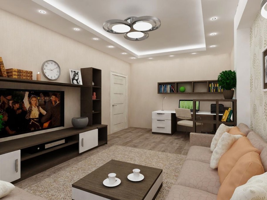 Интерьер гостиной в квартире 18 кв.м