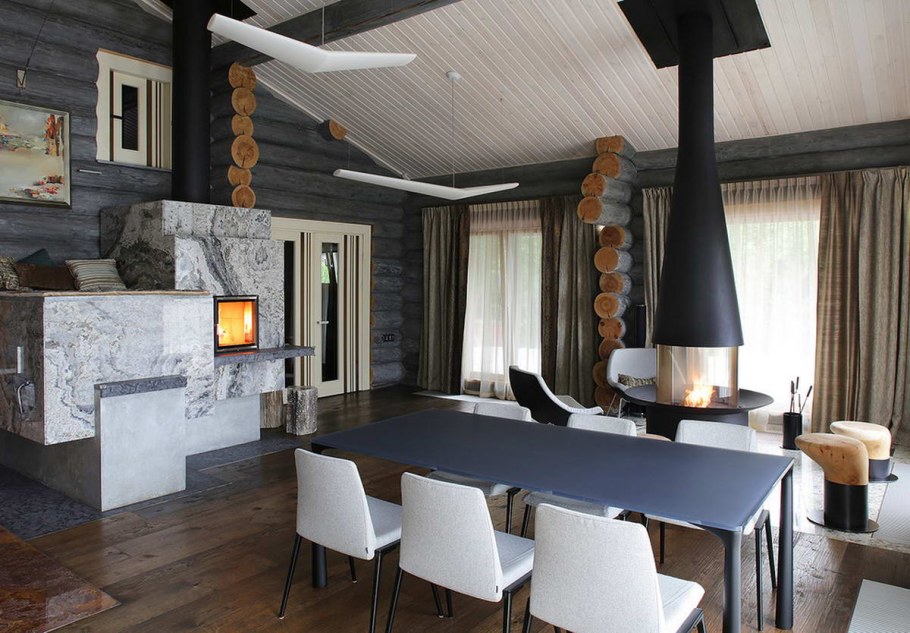 Деревянный дом внутри