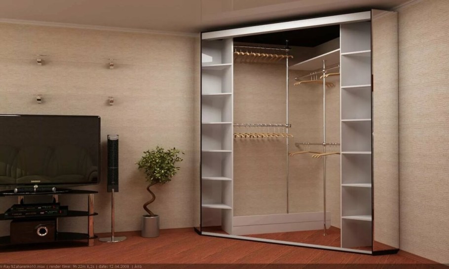 Гардеробная угловая встроенная