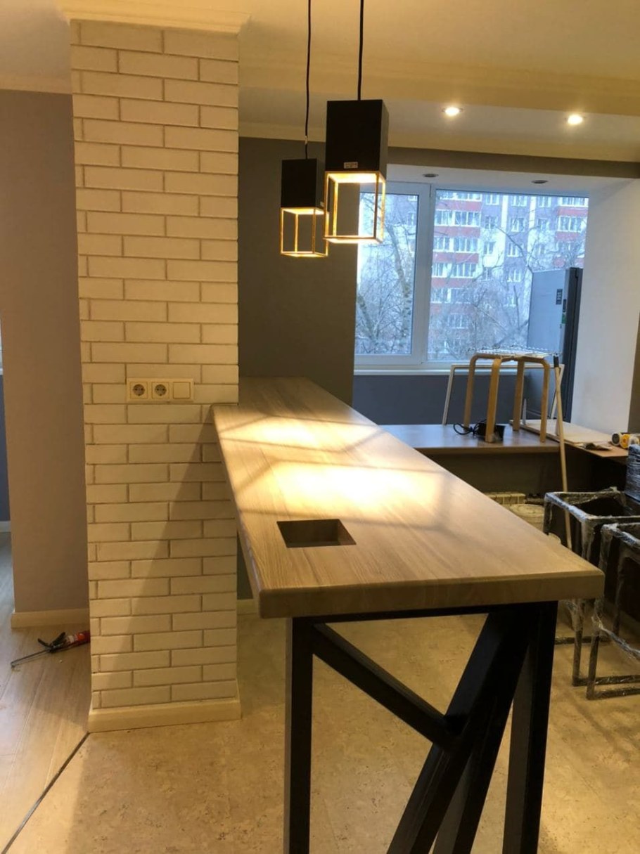 Барная стойка для кухни из мебельного щита