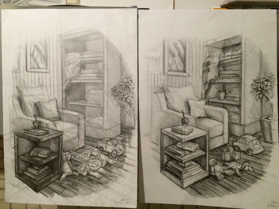 Композиционные зарисовки интерьера