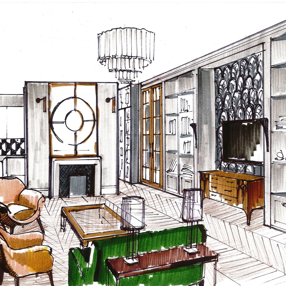 Эскизы интерьера от руки