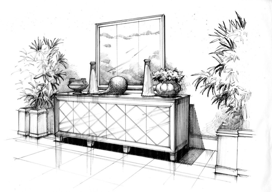 Скетчи предметов интерьера