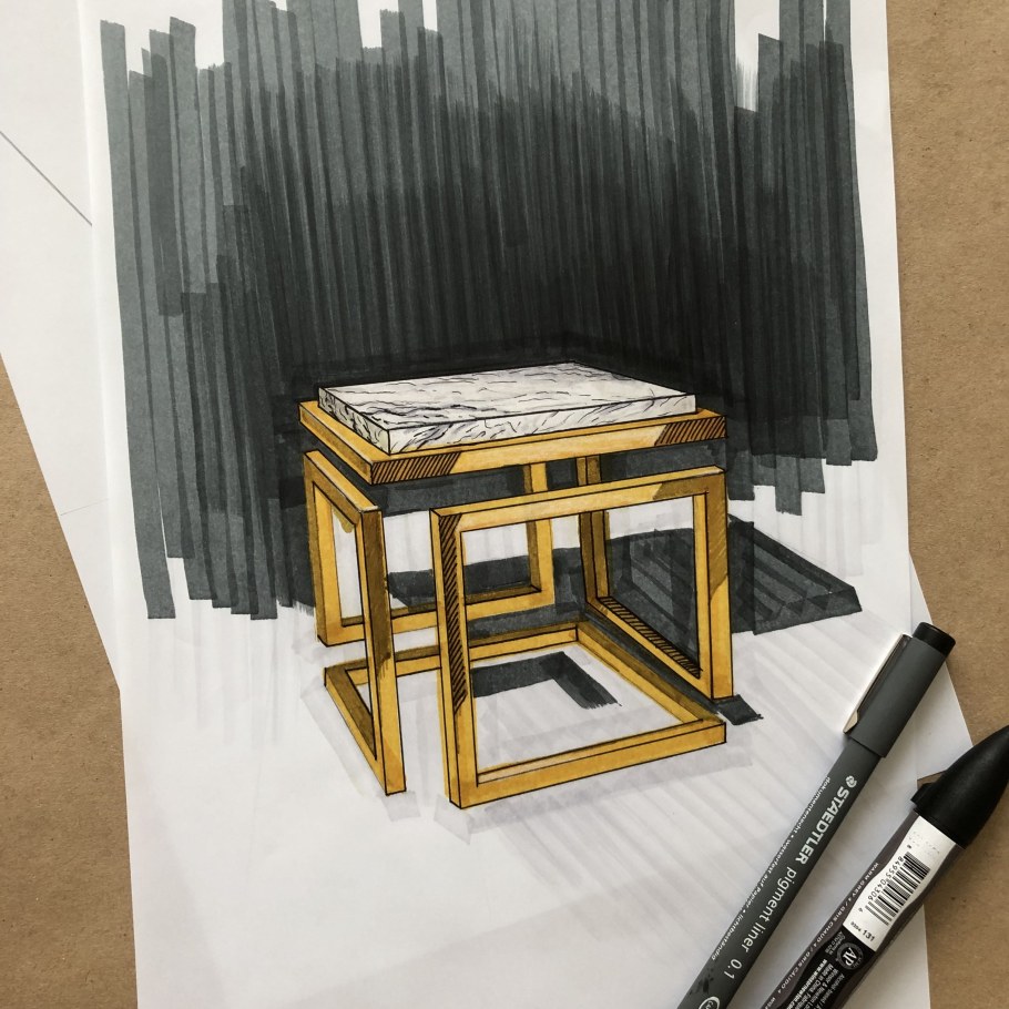 Скетчи мебели маркерами