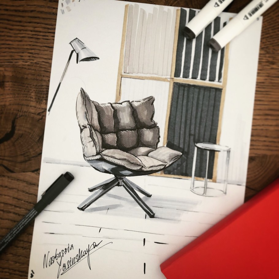 Интерьерный скетчинг мебель